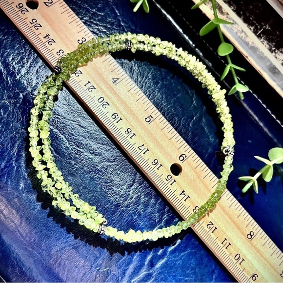 Vintage Peridot gemstones wrap style solid 925 sterling silver Choker Necklace - Picture 5 of 12